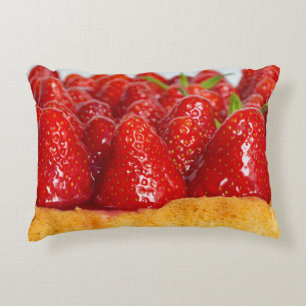 Aardbeiencake met macroscopische sluiting decoratief kussen