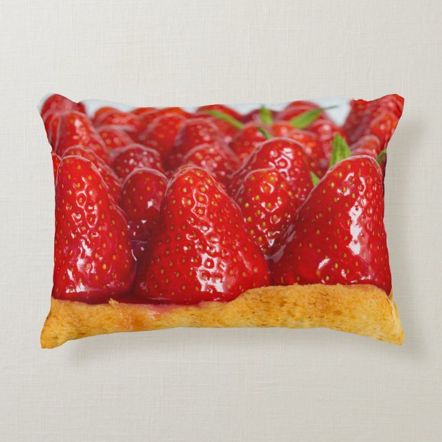 Aardbeiencake met macroscopische sluiting decoratief kussen (Voorkant)