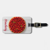 Aardbeiencake met munt op wit hout bagagelabel (Voorkant horizontaal)