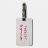 Aardbeiencake met munt op wit hout bagagelabel (Achterkant verticaal)