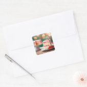 AardbeienCake Vierkante Sticker (Envelop)