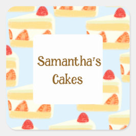 AardbeienCake Vierkante Sticker