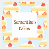 AardbeienCake Vierkante Sticker (Voorkant)