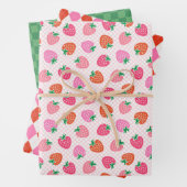 Aardbeiencheques & Argyle Christmas Pink Green Inpakpapier Vel (In situ)