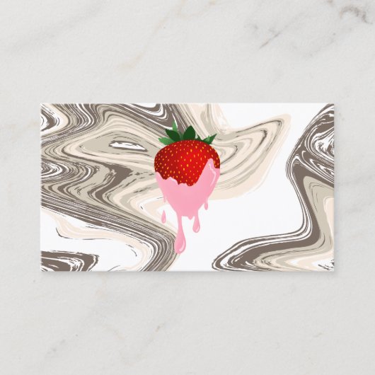 aardbeienchocolade-aardbeienkaart visitekaartje (Voorkant)