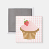 Aardbeienchocolade Cupcake Magneet (Voorkant / Achterkant)