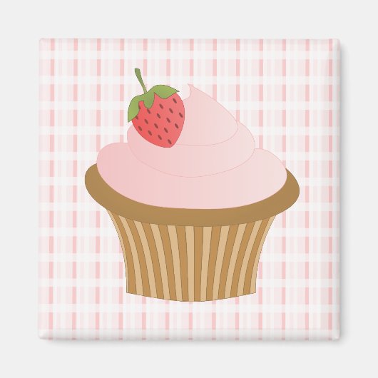 Aardbeienchocolade Cupcake Magneet (Voorkant)