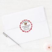 Aardbeienconserve Huisgemaakt Rood Buffalo Plaid Ronde Sticker (Envelop)