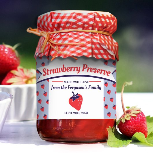 Aardbeienconserven of jam sticker met keurmerk voo