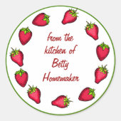 Aardbeienconserven of jamconservenetiketten ronde sticker (Voorkant)