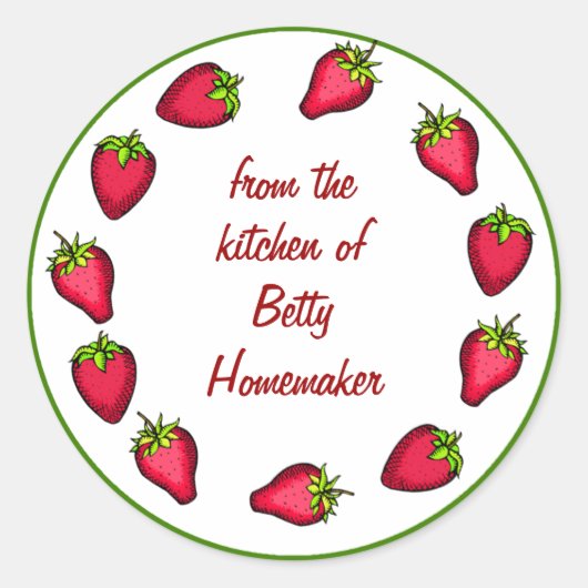 Aardbeienconserven of jamconservenetiketten ronde sticker (Voorkant)