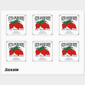 Aardbeienconserven of jamlabels. vierkante sticker (Vel)