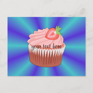 Aardbeiencupcake-Briefkaart Briefkaart