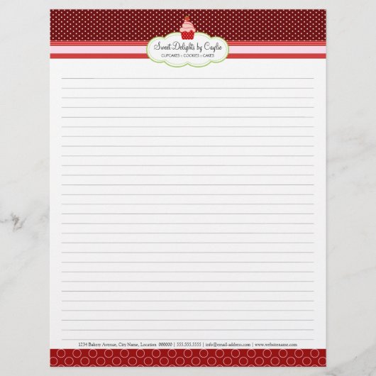 Aardbeiencupcake gevoerd receptenpapier custom briefhoofd (Voorkant)