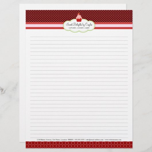 Aardbeiencupcake gevoerd receptenpapier custom briefhoofd (Voorkant / Achterkant)
