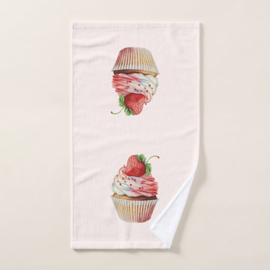 Aardbeiencupcake zoet dessert bad handdoek (Handdoek)