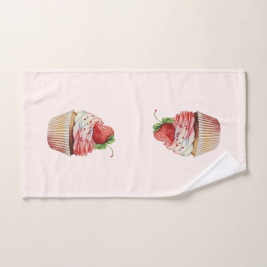 Aardbeiencupcake zoet dessert bad handdoek (Handdoek)