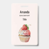 Aardbeiencupcake zoet dessert badge (Achterkant)