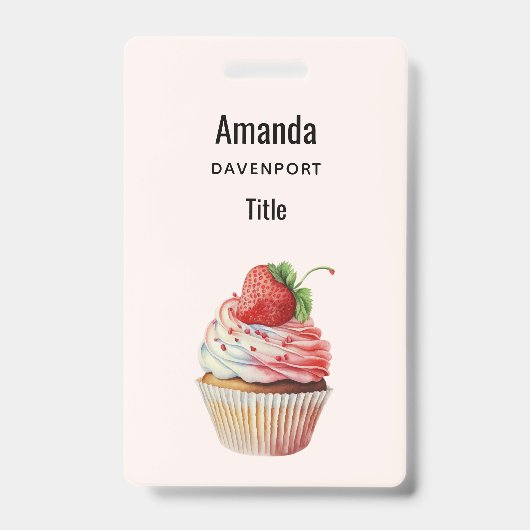 Aardbeiencupcake zoet dessert badge (Voorzijde)
