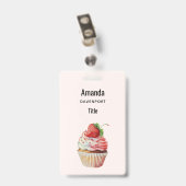 Aardbeiencupcake zoet dessert badge (Achterkant met clip)