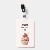 Aardbeiencupcake zoet dessert badge (Voorzijde met clip)