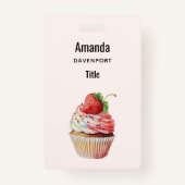 Aardbeiencupcake zoet dessert badge (Achterkant)