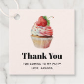 Aardbeiencupcake zoet dessert bedankt bedankjes labels (Voorkant)