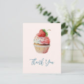 Aardbeiencupcake zoet dessert bedankt briefkaart (Staand voorkant)