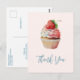 Aardbeiencupcake zoet dessert bedankt briefkaart