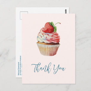 Aardbeiencupcake zoet dessert bedankt briefkaart