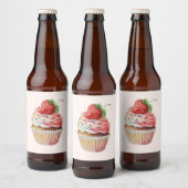Aardbeiencupcake zoet dessert bier etiket (Flessen)