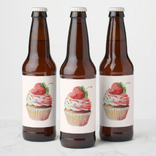 Aardbeiencupcake zoet dessert bier etiket