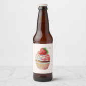 Aardbeiencupcake zoet dessert bier etiket (Voorkant)