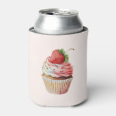 Aardbeiencupcake zoet dessert blikjeskoeler (Blikje Voorkant)