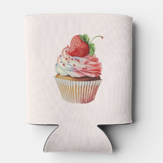 Aardbeiencupcake zoet dessert blikjeskoeler (Achterkant)