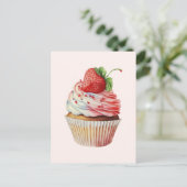 Aardbeiencupcake zoet dessert briefkaart (Staand voorkant)