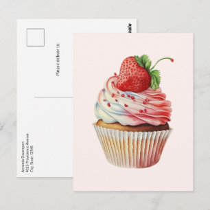Aardbeiencupcake zoet dessert briefkaart