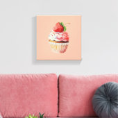 Aardbeiencupcake zoet dessert canvas afdruk (Insitu (Woonkamer))