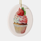 Aardbeiencupcake zoet dessert keramisch ornament (Rechts)