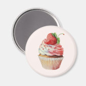 Aardbeiencupcake zoet dessert magneet (Voorkant / Achterkant)