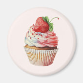 Aardbeiencupcake zoet dessert magneet (Voorkant)