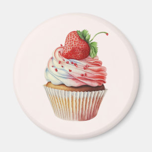 Aardbeiencupcake zoet dessert magneet