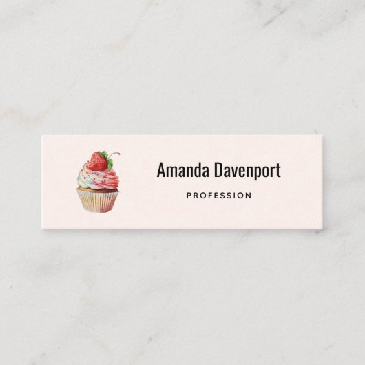 Aardbeiencupcake zoet dessert mini visitekaartje (Voorkant)