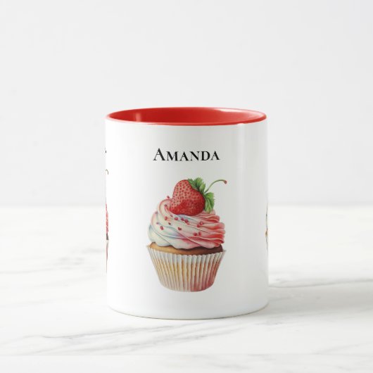 Aardbeiencupcake zoet dessert mok (Midden)