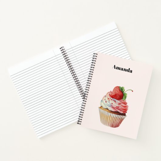 Aardbeiencupcake zoet dessert notitieboek (Binnen)