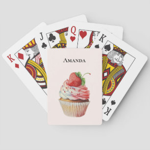Aardbeiencupcake zoet dessert pokerkaarten