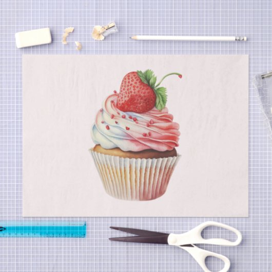 Aardbeiencupcake zoet dessert tissuepapier (Craft)