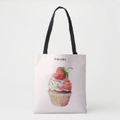 Aardbeiencupcake zoet dessert tote bag (Voorkant)