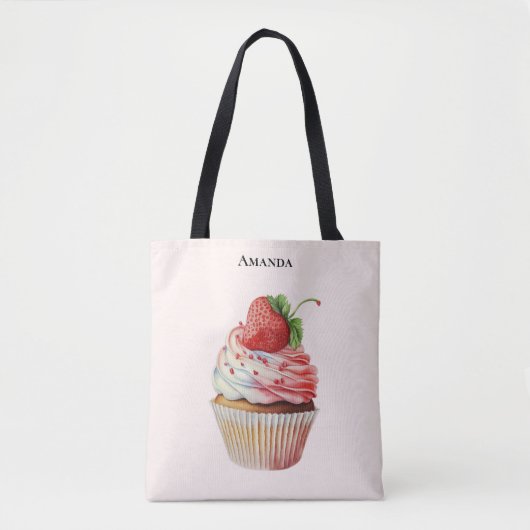 Aardbeiencupcake zoet dessert tote bag (Voorkant)