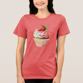 Aardbeiencupcake zoet dessert Tri-Blend shirt (Voorkant)
